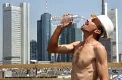 Bauarbeiter vor der Frankfurter Skyline. Der Auftragseingang im Baugewerbe hat sich imJuni nach hohen Zuwächsen in den Vormonaten deutlich abgeschwächt. (Foto:dpa)