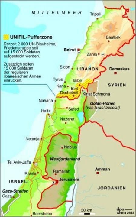 Infokarte Israel und Libanon (Grafik: dpa)
