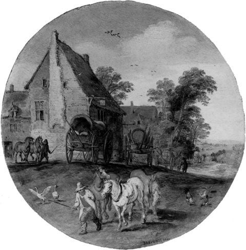 Nach 66 Jahren ist das Rundbild «Vor der Dorfschenke» von Jan Brueghel dem Jüngeren (1601-1678) zurück im Dresdner Zwinger. (FOTO: URSULA-MARIA HOFFMANN/STAATLICHE KUNSTSAMMLUNGEN DRESDEN)
