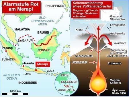 Infokarte zum Vulkan Merapi (Grafik: dpa)