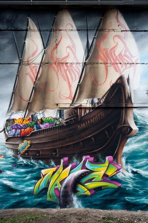 Ein Teil des Kunstwerkes «700 wall» der Graffitikünstlerin Claudia Walde, auch MadC genannt. (FOTO: DAPD)