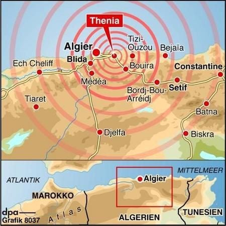 Das Epizentrum des Bebens (Grafik: dpa)