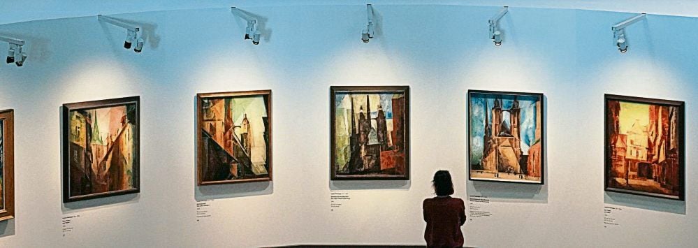 Gemalt 1931 im Torturm der Moritzburg: Lyonel Feiningers Halle-Zyklus, zusammengetragen in Mannheim, München, Berlin, Mülheim und Halle.