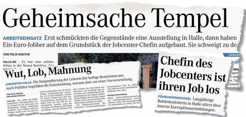 Ausrisse aus der Mitteldeutschen Zeitung zur Berichterstattung über Sylvia Tempel