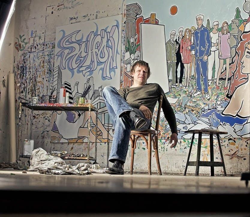 Pause bei der Arbeit: Der Maler und Grafiker Moritz Götze in seinem halleschen Atelier