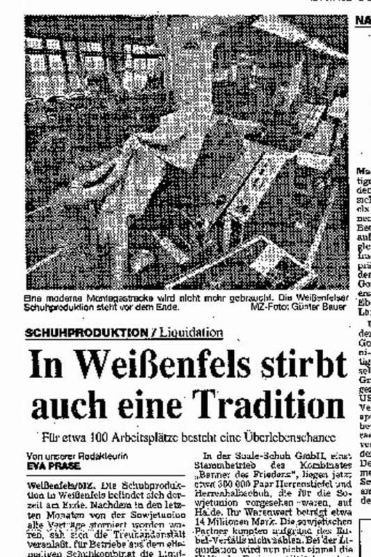 So berichtete die MZ über die Schuhproduktion.