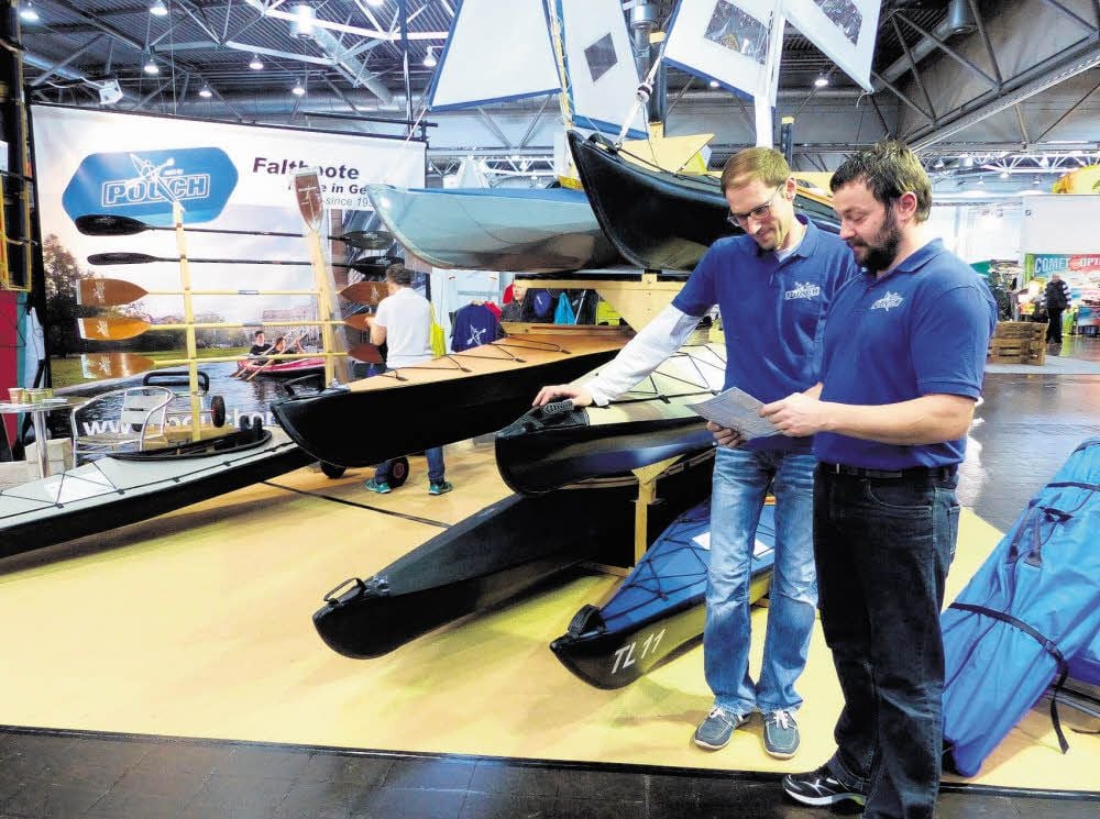 Faltboote aus Pouch standen bei der diesjährigen Leipziger Messe Beach & Boot im Interesse der vielen Besucher.