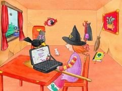 Sprachgewandtes Märchenwesen: Die Hexe Hukla führt Kinder durch eine CD-ROM, mit der sich erste Schritte in Englisch bewältigen lassen. (Foto: dpa)