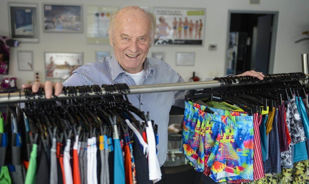 Wolfgang Jassner, founder and CEO of Bruno Banani Underwear GmbH, sitz in  his office in Chemnitz, Germany, 3 June 2106. Jassner turns 75 this year  and does not think of quitting yet.