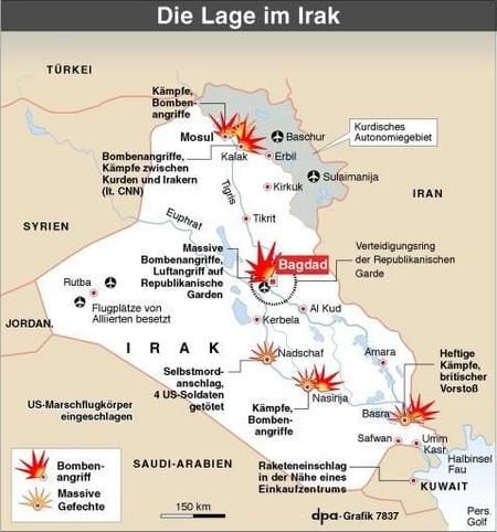 Die Lage im Irak am 30. März (Grafik: dpa)