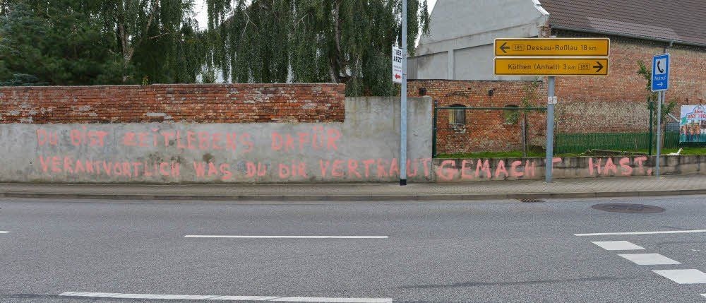 Die beschriebene Wand in Porst