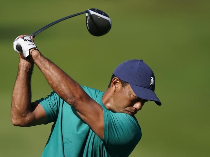 Tiger Woods beim Training im Augusta National Golf Club. Foto: David J. Phillip/AP/dpa