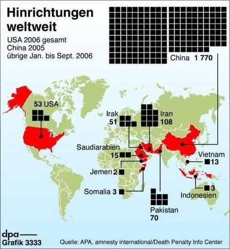 Hinrichtungen 2006 weltweit (Grafik: dpa)