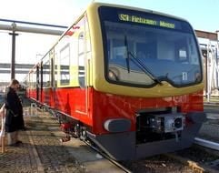 An einem Zug der Baureihe 481 steht ein Mann am Dienstag auf dem Gelände der Waggonbaufirma Bombardier in Halle-Ammendorf. (Foto:dpa)