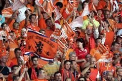 Niederländische Fußballfans jubeln nach dem Treffer zum 1:0 beim Länderspiel zwischen der niederländischen Nationalmannschaft und Deutschland im Rotterdamer Stadion «De Kuip». (Foto: dpa)