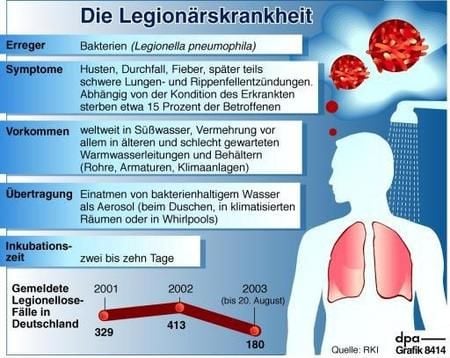 Infokarte zur Legionärskrankheit (Grafik: dpa)