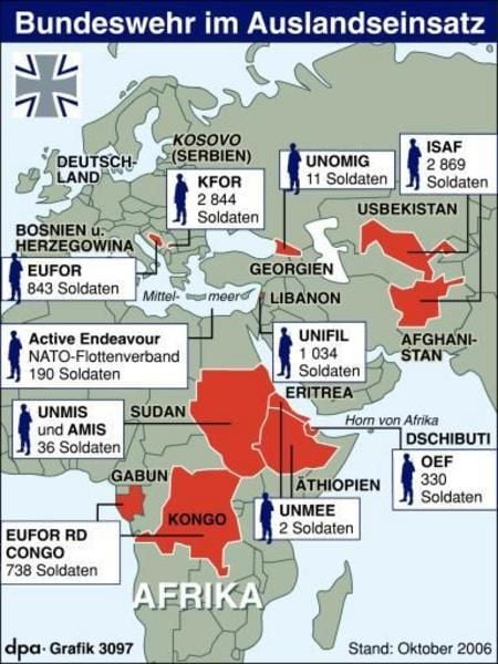 Die Auslandeinsätze der Bundeswehr (Grafik: dpa)