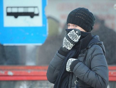 Ohne Handschuhe, Mütze und Schal sollte man bei Minusgraden nicht auf den Bus warten. (foto: dpa)