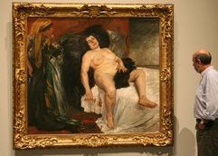 Ein Mann betrachtet im Museum der bildenden Künste in Leipzig in der Ausstellung «Lovis Corinth und die Geburt der Moderne» das Gemälde «Bathseba» aus dem Jahr 1908. (Foto: dpa)