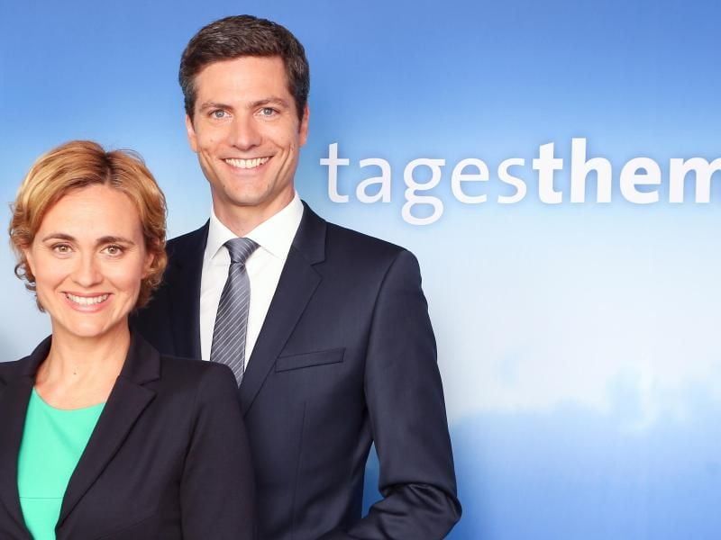 Die "Tagesthemen"-Moderatoren Caren Miosga und Ingo Zamperoni. Foto: Bodo Marks/Archiv