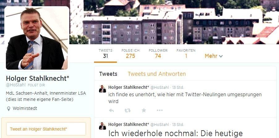 Das gefälschte Twitter-Profil ist mittlerweile gesperrt.