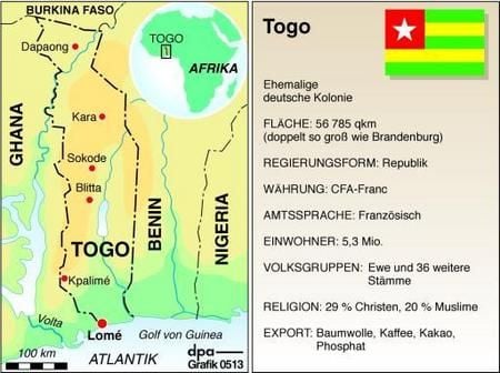 Karte und Hintergrundinformationen zu Togo (Grafik: dpa)