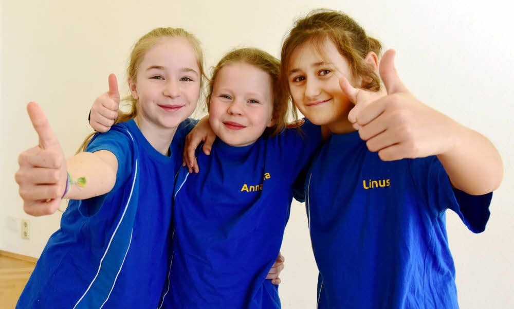 Ronja, Annalena und Linus aus der Naturgrundschule Heiligenthal haben bei „1, 2 oder 3“ mitgemacht.