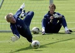 Torwarttraining - Kahn und Lehmann. (Foto: dpa)
