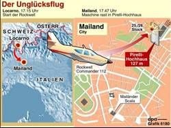 Infokarte zum Flugzeugunglück in Mailand