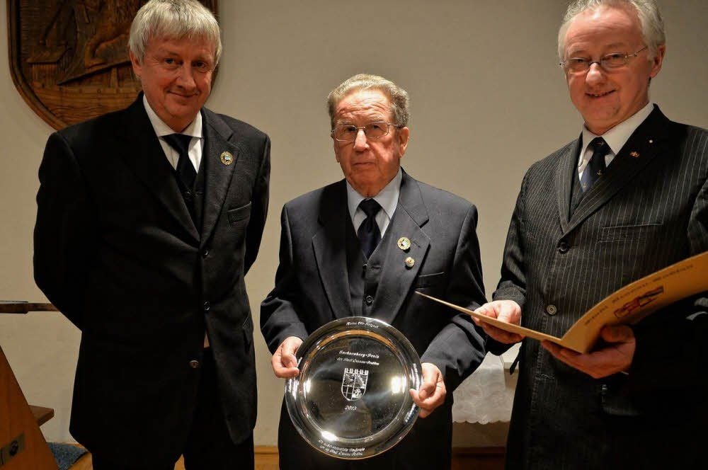 Johann-Christian Kottmeier, Otto Pötzsch und Klemens Koschig bei der Preisübergabe.