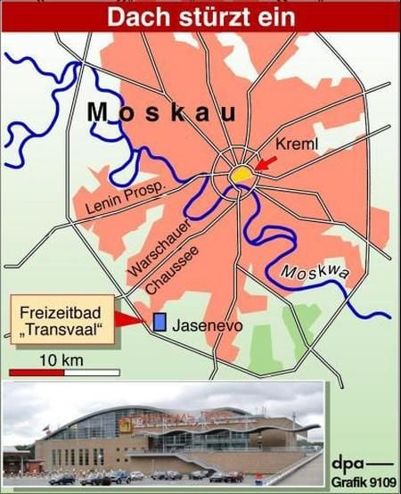 Karte zu dem Dacheinsturz (Grafik: dpa)