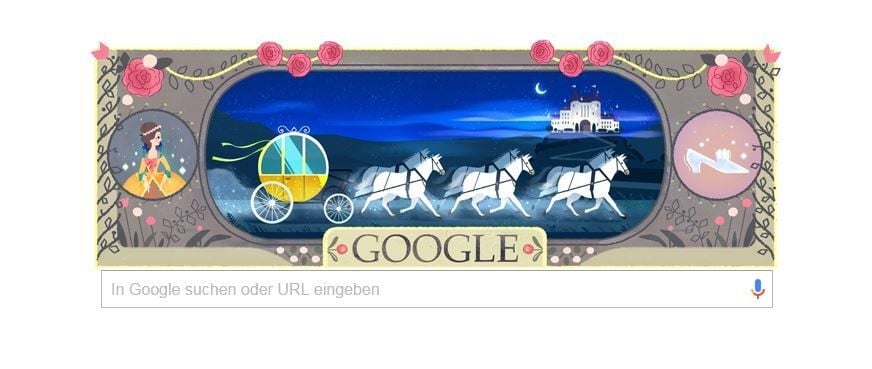 Aschenputtels Kutsche als Google Doodle.