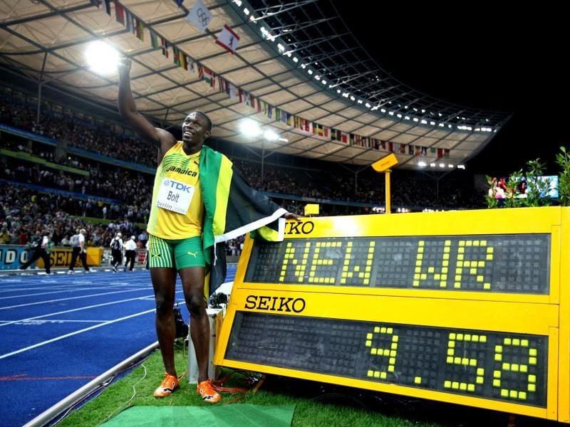 Usain Bolt und seine Fabelzeit. Foto: Kay Nietfeld