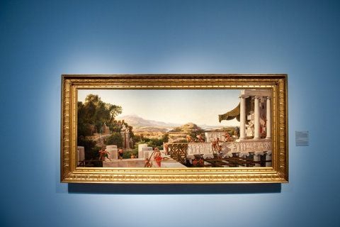 Die Zeichnung «Blick in Griechenlands Blüte» des preußischen Architekten, Stadtplaners und Malers Karl Friedrich Schinkel ist im Kupferstichkabinett in Berlin zu sehen. (FOTO: DPA)
