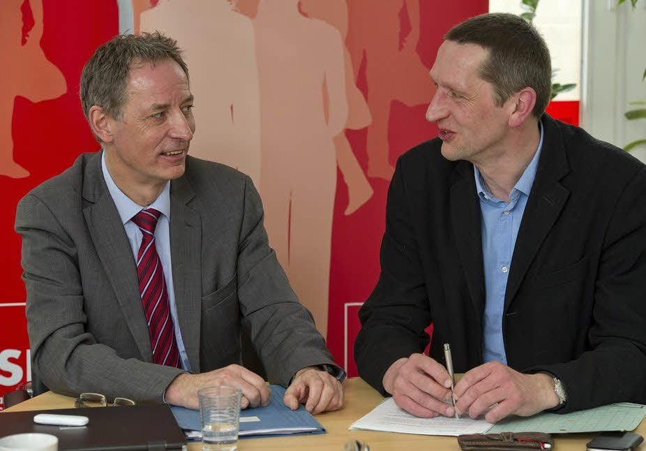 SPD-Kreisvorsitzender Ronald Brachmann und Landratskandidat Dirk Michelmann