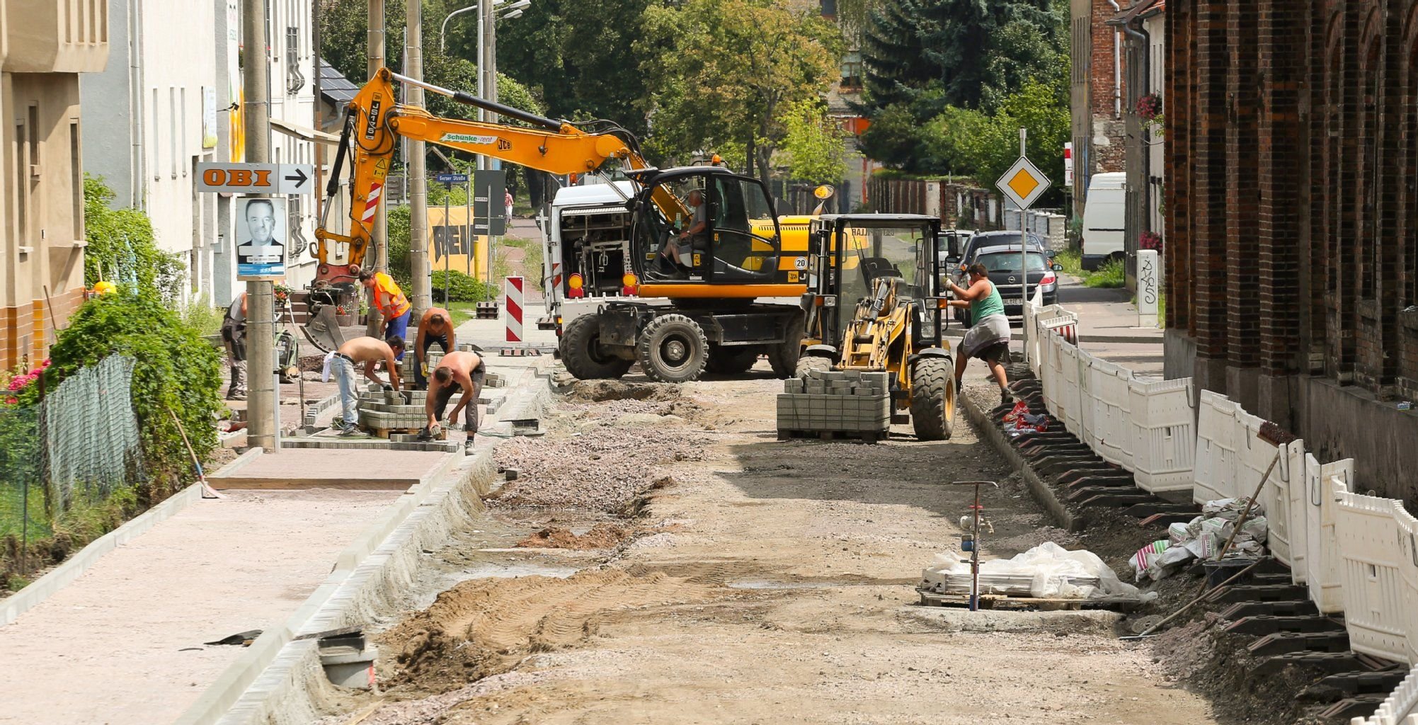 Bauarbeiten am Mittwoch (16.07.14) in der Fritz-Hoffmann-Straße in Halle