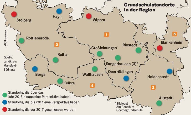 Grundschulstandorte in der Region