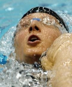 Annika Liebs (SV Würzburg) qualifiziert sich am Montag (23.05.2005) in der Schwimmhalle im Europasportpark in Berlin im Vorlauf über 200 m Rücken als Zeitschnellste mit 2:16,35 Minuten für das Finale. Bei den 117. Deutschen Meisterschaften im Schwimmen geht es bis zum Donnerstag (26.05.2005) auch um die Qualifikation für die Weltmeisterschaften in Montreal. (Foto: dpa)