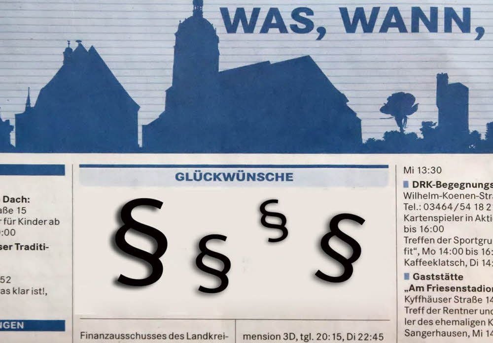 Ein neues Bundesgesetzt sorgt für verärgerte Leser der beliebte Zeitungsrubrik „Glückwünsche“.