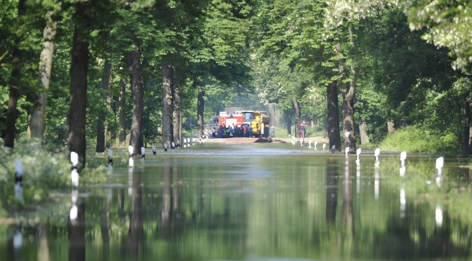 Die Landstraße 63 zwischen Kleinkühnau und Aken ist wegen Überflutung voll gesperrt.