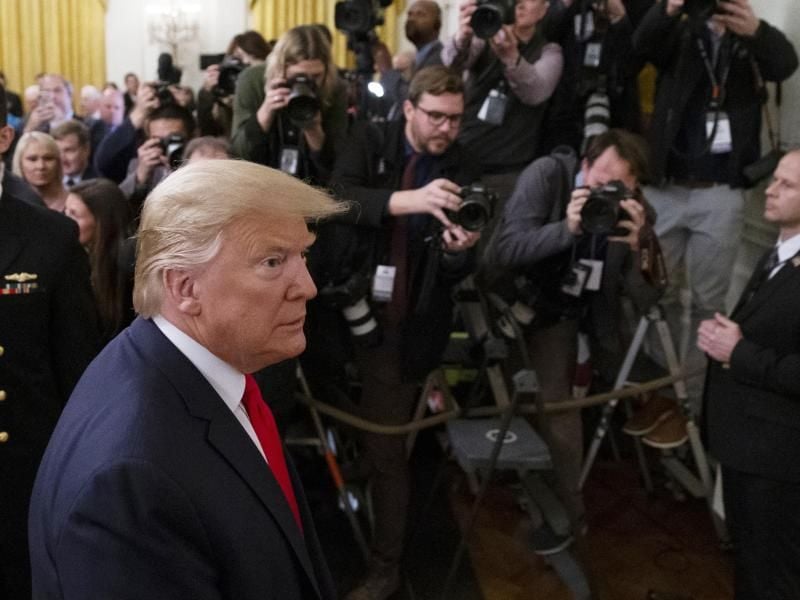 Donald Trump bei der Vorstellung seines Nahost-Plans im Weißen Haus. Foto: Alex Brandon/AP/dpa