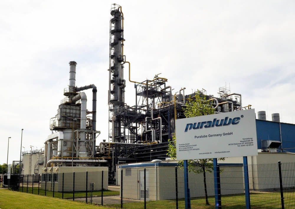 Blick auf die Anlage der Firma Puralube im Chemie- und Industriepark Zeitz.