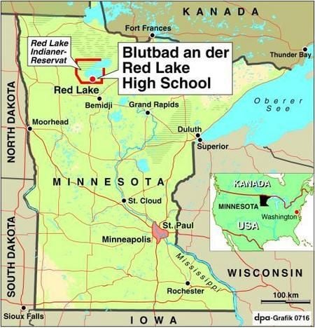 Karte zum Amok-Lauf an einer Schule in Minnesota (Grafik: dpa)