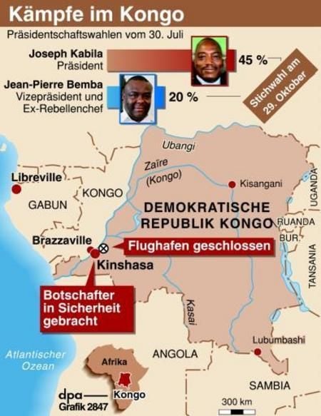 Infokarte zu den Kämpfen im Kongo (Grafik: dpa)