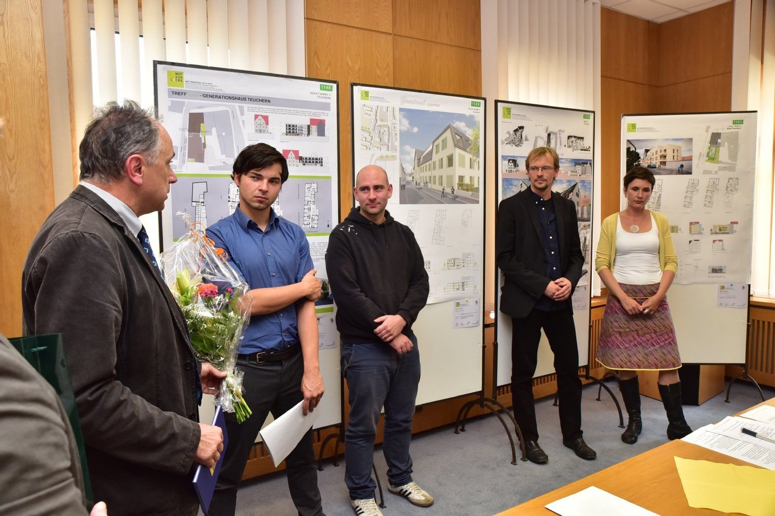 Architektenwettbewerb Teuchern zum Thema Mut zur Lücke. Im Foto vl. Susann Euen, Mario Birger, Michael Grunitz, Heiko Gerdes