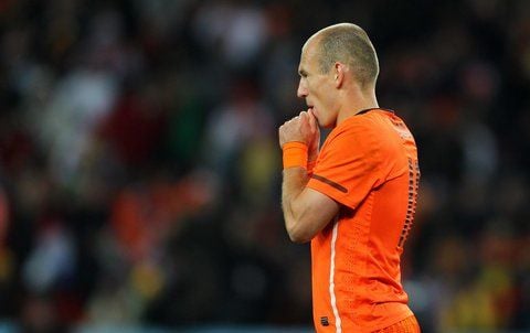 Sein drittes WM-Tor blieb Arjen Robben in seinem 56. und wichtigsten Länderspiel verwehrt. (FOTO: DPA)