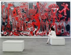 Das fünf mal zehn Meter große Gemälde „DIS“ (1982) von A.R. Penck in Duisburg. (Foto: dpa)