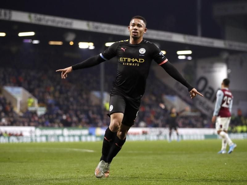 Gabriel Jesus hat für Manchester City das 1:0 gegen den FC Burnley erzielt und feiert seinen Treffer. Foto: Martin Rickett/PA Wire/dpa