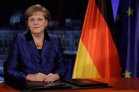 Die deutsche Bundeskanzlerin Angala Merkel bei der Neujahrsansprache in Berlin. (FOTO: DPA)