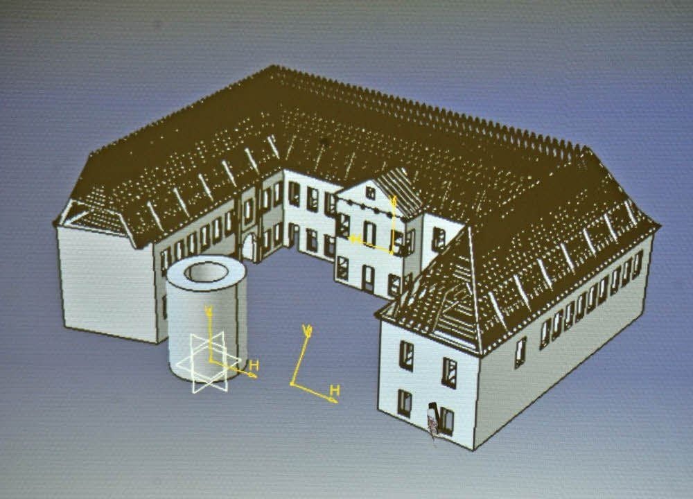 Wie das Zörbiger Schloss im 17. Jahrhundert einmal ausgesehen hat, zeigt eine 3-D-Ansicht.